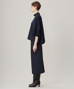 ICB L 【洗える】ウォームサテン カーゴスカート ネイビー系