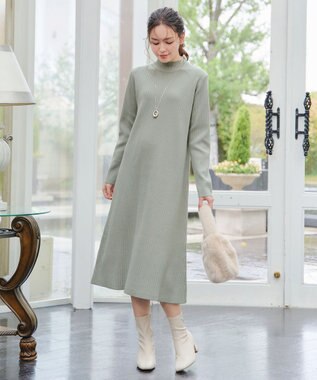 Tiaclasse 【安田美沙子さん着用・新色・XSサイズ追加】リブ切替ニットワンピース ミント