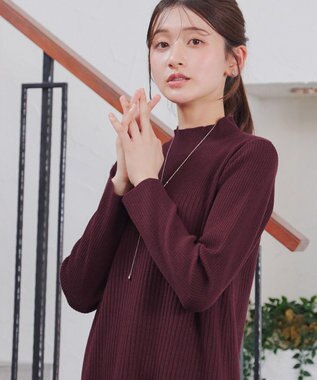 Tiaclasse 【安田美沙子さん着用・新色・XSサイズ追加】リブ切替ニットワンピース ボルドー