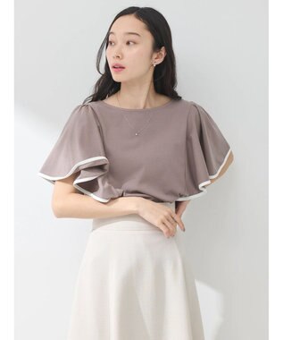 earth music&ecology パイピングフレアスリーブカットソー Mocha