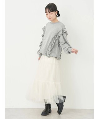 earth music&ecology フリルスウェットプルオーバー Light Gray
