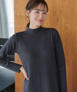 Tiaclasse 【安田美沙子さん着用・新色・XSサイズ追加】リブ切替ニットワンピース チャコールグレー