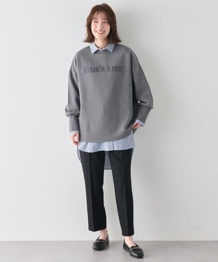 ANY 【洗濯機可/ストレッチ/ウエストゴム/裏起毛】マルチファンクションストレッチテーパードパンツ ブラック