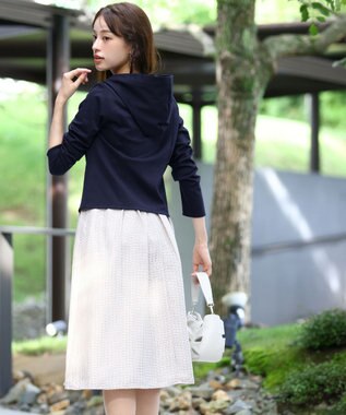 Tiaclasse 【UVカット・吸水速乾・洗える】 “きれい見え” カットソーラインフードパーカー ネイビー