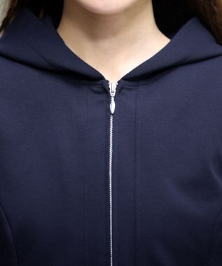 Tiaclasse 【UVカット・吸水速乾・洗える】 “きれい見え” カットソーラインフードパーカー ネイビー