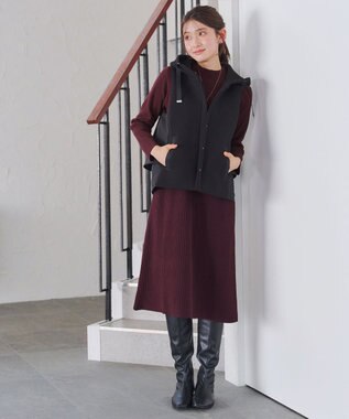 Tiaclasse 【安田美沙子さん着用・新色・XSサイズ追加】リブ切替ニットワンピース ボルドー