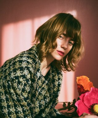 GRACE CONTINENTAL シャイニーツイードコート ネイビー