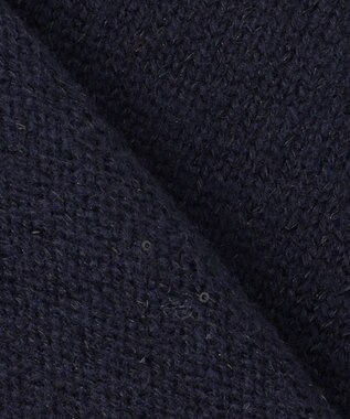 自由区 L 【洗える】ウールカシミヤブレンドラメスパンコールクルーネック ニット ネイビー×ブラック