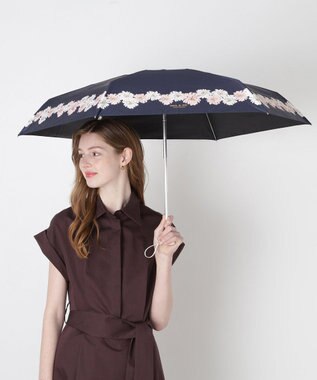 MOONBAT 【WEB限定/一級遮光99.99%】晴雨兼用折りたたみ日傘 ポール&ジョー(PAUL & JOE ACCESSOIRES)クリザンテーム/バイカラー 雨の日OK 遮熱 簡単開閉 UV 晴雨兼用 ネイビーブルー
