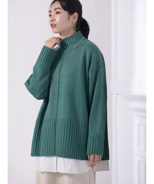 Green Parks 洗える　バックスリットニットプルオーバー Green