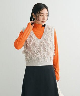 Green Parks フリンジニットベスト Light Gray