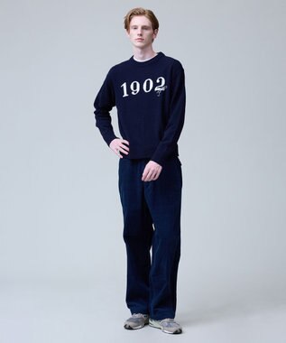J.PRESS MEN 【NYUZELESS】1902 クルーネックロゴ ニット ネイビー系