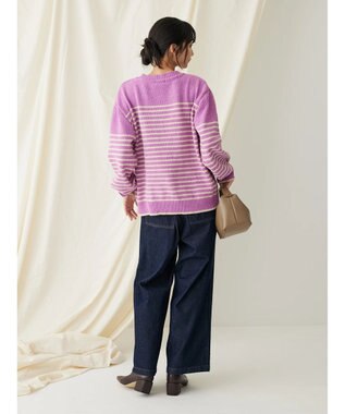 CRAFT STANDARD BOUTIQUE 洗えるモールニットボーダープルオーバー Purple