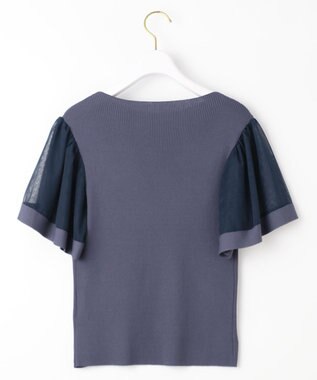 ANY SIS 【洗える】チュールスリーブ ニット ダスティブルー