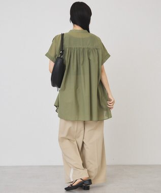 AMERICAN HOLIC 【予約】【WEB限定】イージーケア+接触冷感 フレンチスリーブギャザーシャツ Khaki