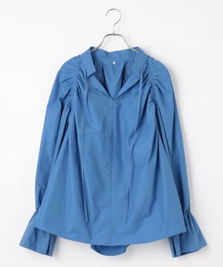 #Newans 【ANSWER for 骨格ナチュラル】ギャザーショルダーシャツ ブルー系