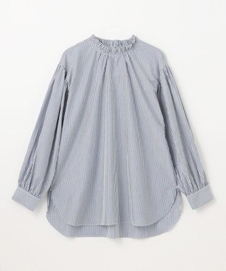 ANY 【UVカット/抗菌防臭/速乾】エニィファンクション　フリルモックブラウス ブルーストライプ