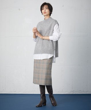 J.PRESS LADIES 【洗える】PL/Visストレッチチェック スカート グレー系3