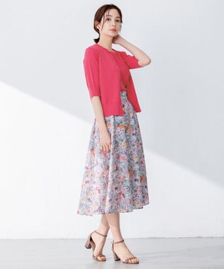 組曲 【5色展開・洗える】MINA半袖 カラーカーディガン オールドローズ系