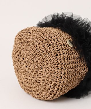 style code 【MERCURYDUO/マーキュリーデュオ】チュールフリル 雑材バケツ型ショルダーバッグ ブラック