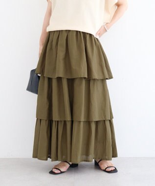 Green Parks Ｉ　ボイル段々ティアードスカート Khaki