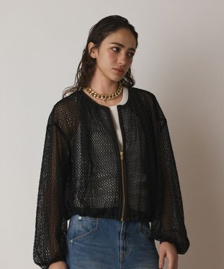 GRACE CONTINENTAL メッシュギャザーブルゾン ブラック