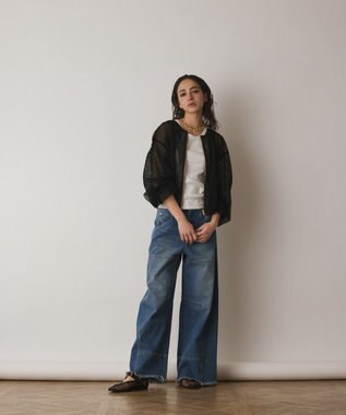 GRACE CONTINENTAL メッシュギャザーブルゾン ブラック