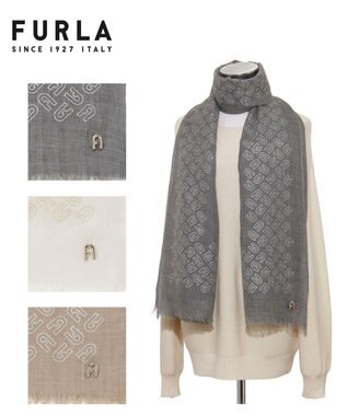 MOONBAT FURLA(フルラ）ウール アーチロゴストール チャコールグレー
