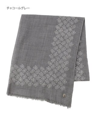 MOONBAT FURLA(フルラ）ウール アーチロゴストール チャコールグレー
