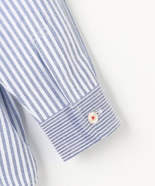 J.PRESS KIDS 【100-130cm】オックスフォード ストライプコンビシャツ ブルー系1