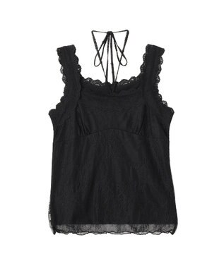 earth music&ecology 総レースホルターネックキャミソール Black