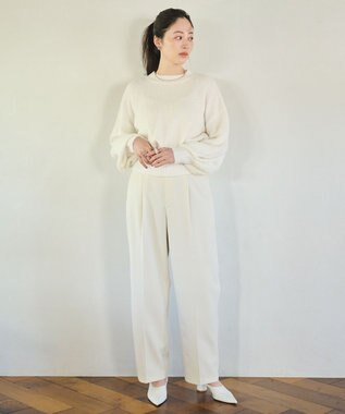 #Newans 【洗える】クロップドバルーンボリュームスリーブニット ホワイト系