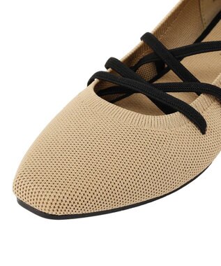 earth music&ecology レースアップニットバレーシューズ Beige