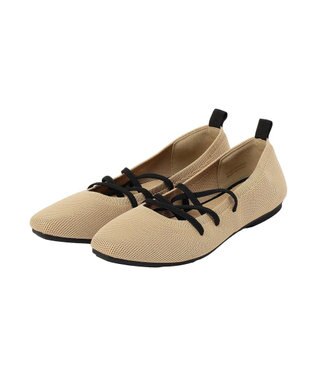 earth music&ecology レースアップニットバレーシューズ Beige