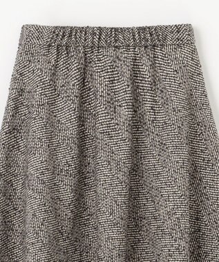 ANY 【ウエストゴム】ループツイードヘリンボーンフレアスカート グレーベース