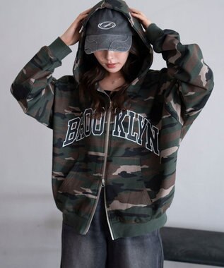 WEGO グラフィックBIGZIPパーカー 柄1