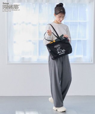 ROOTOTE 8445【スヌーピー】IP.A4アーキャトルワイド.メタリック.ピーナッツ-0Q 01：ブラック