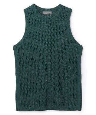 uncrave シースルーケーブルニット ノースリーブトップス ビリジアングリーン