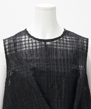 23区 【エステータ】シャドーチェック アシンメトリー ワンピース ブラック系