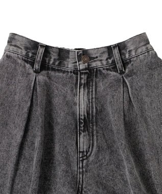 WEGO ベルト付デニムタックショートパンツ ブラックその他