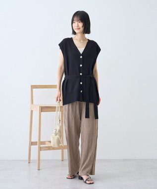 AMERICAN HOLIC 金ボタンニットジレ Black