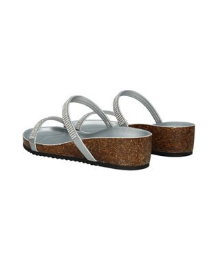 INTER-CHAUSSURES 【ITALIAN SHOEMAKERS】ラインストーンダブルストラップサンダル シルバー