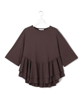 23区 【SLOW/一部店舗限定】ペプラムデザイン Tシャツ ダークブラウン系