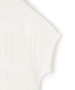 23区 L 【洗える】リネンコットンドライ 透かし編み ニット ホワイト系