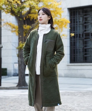 SHARE PARK LADIES 【LADIES】ボアフリースロングカーディガン オリーブ
