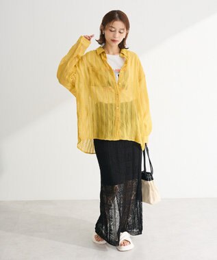 Green Parks シアーワッシャーロングスリーブシャツ Yellow