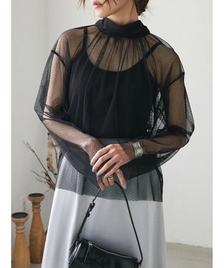 Green Parks AnriettMusee ドットチュール２ＷＡＹボウタイブラウス Black