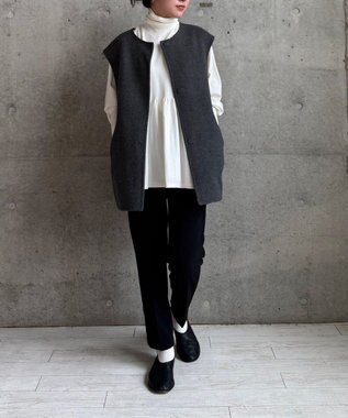 #Newans バックペプラムダブルフェイスジレ グレー