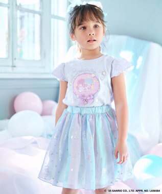 ANY KIDS 【any FAM× リトルツインスターズ 】キキ＆ララ 袖レースTシャツ サックスブルー