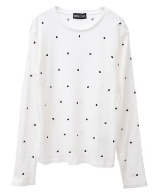 Green Parks ・ＤＯＵＢＬＥ　ＦＬＡＧＳ　ハート刺繍リブロンＴＥＥ Off White